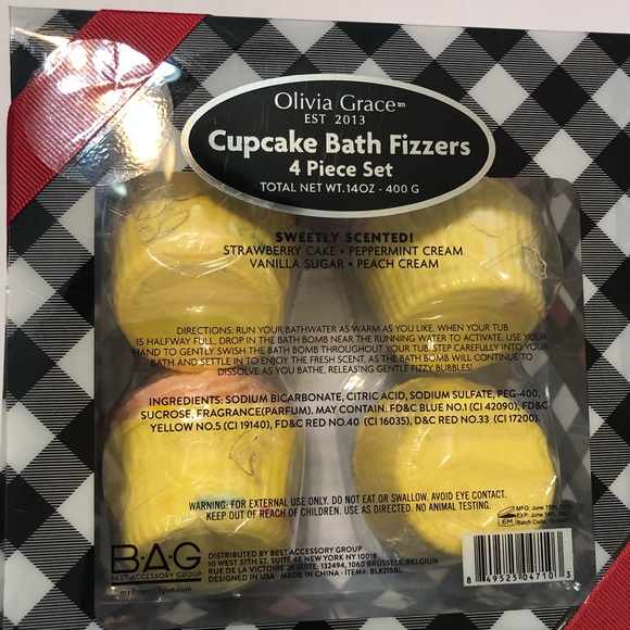 4 Cupcake Bath Fizzers gift set 14 OZ Olivia Grace - Picture 4 of 4